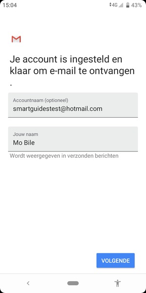Geef uw account een naam en voer uw naam in. Selecteer VOLGENDE