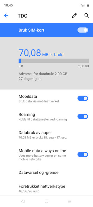 Slå Roaming på eller av