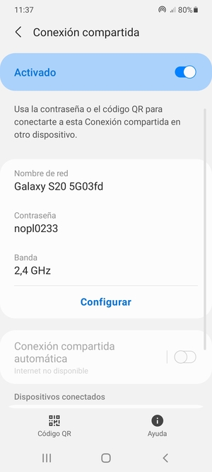 El teléfono ha sido configurado para su uso como módem