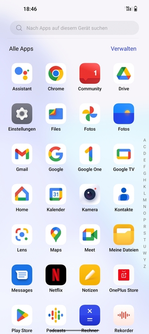 Wählen Sie Einstellungen