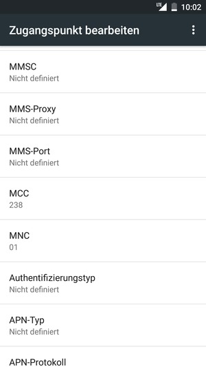 Scrollen Sie nach unten und geben Sie MMS-Informationen ein