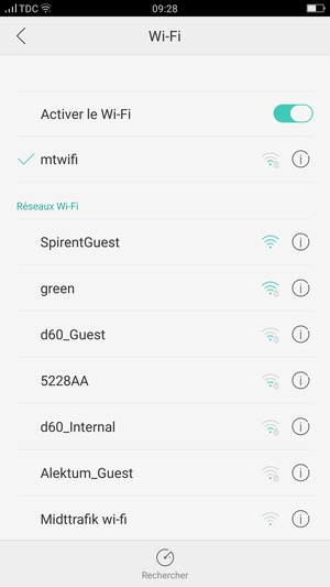 Vous êtes maintenant connecté au réseau Wi-Fi