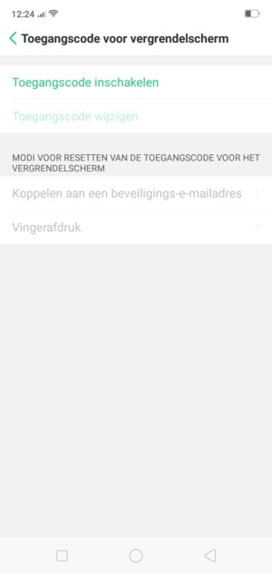 Selecteer Toegangscode inschakelen