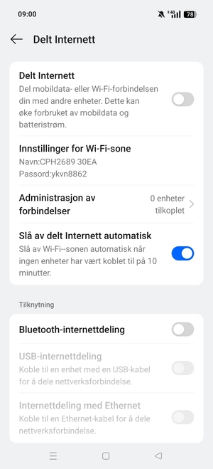 Slå på Delt Internett