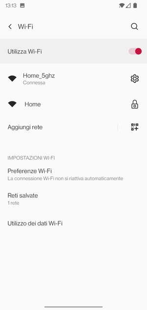Ora sei connesso alla rete Wi-Fi