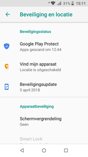 Om uw schermvergrendeling te activeren, ga naar het Beveiliging en locatie-menu en selecteer Schermvergrendeling