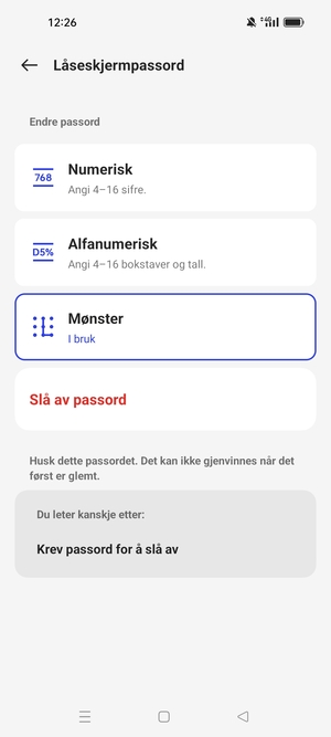 Telefonen din er nå sikret med en skjermlås