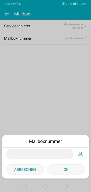 Geben Sie die Mobilboxnummer ein und wählen Sie OK