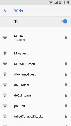 Du er nu tilsluttet Wi-Fi netværket