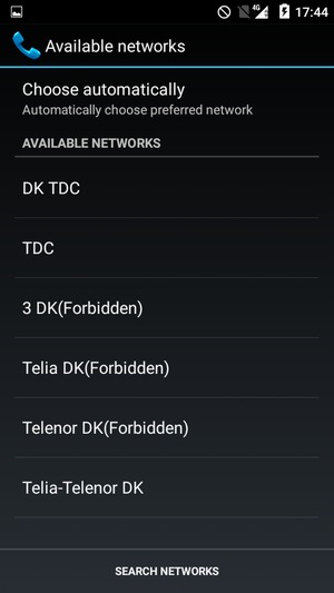 Select a network operator from the list