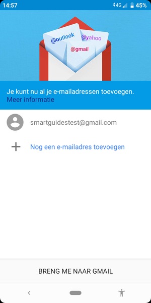 Selecteer BRENG ME NAAR GMAIL