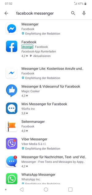 Wählen Sie die App