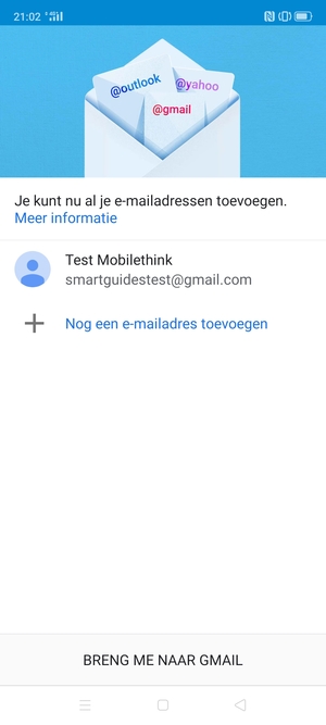 Selecteer BRENG ME NAAR GMAIL