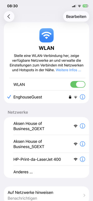 Sie sind nun mit dem WLAN-Netzwerk verbunden