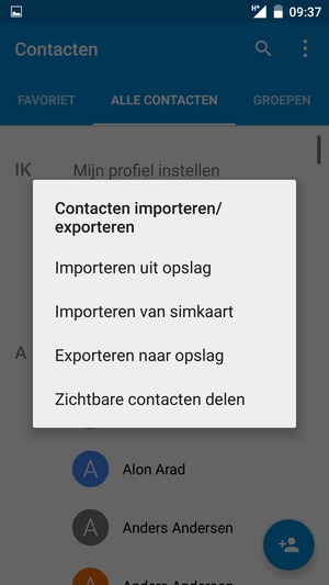 Selecteer Importeren van simkaart