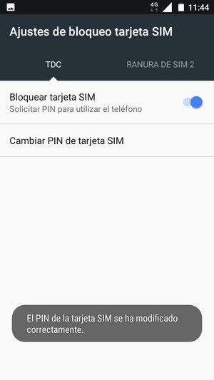 Su PIN de la tarjeta SIM ha sido cambiado