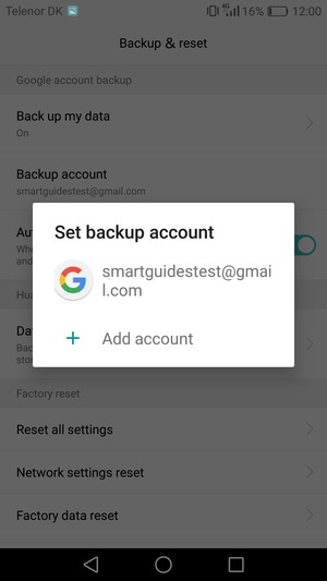 Select your backup account