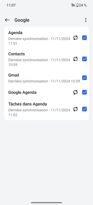 Assurez-vous que Contacts est sélectionné