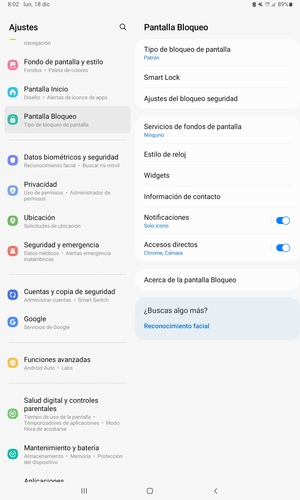 La tablet ha sido asegura con un bloqueo de pantalla