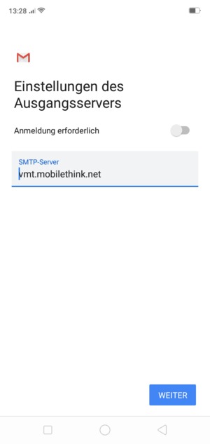 Schalten Sie Anmeldung erforderlich aus und wählen Sie WEITER