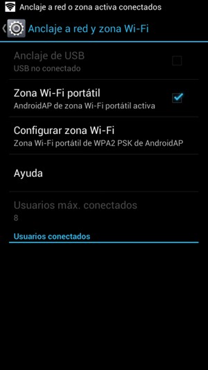 El teléfono ha sido configurado para su uso como módem