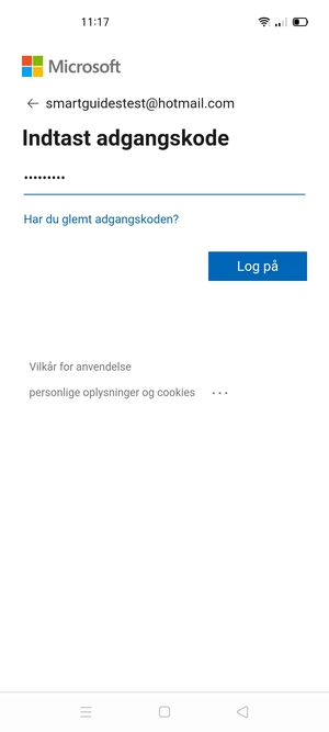 Indtast din adgangskode og vælg Log på