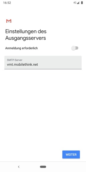 Schalten Sie Anmeldung erforderlich aus und wählen Sie WEITER