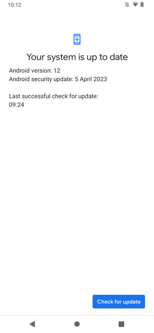 If your phone is up to date, you will see the following screen