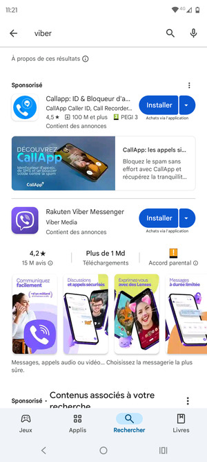 Sélectionnez l'appli