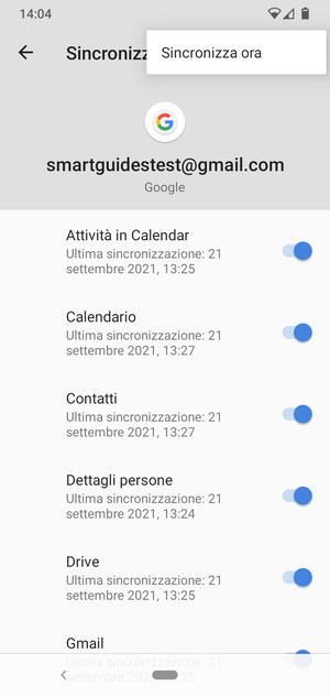 Seleziona Sincronizza ora