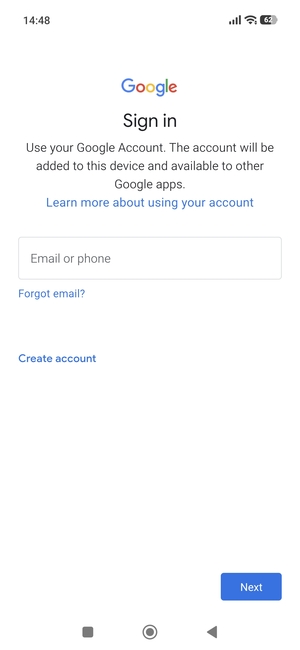 Enter your Gmail address and select Next