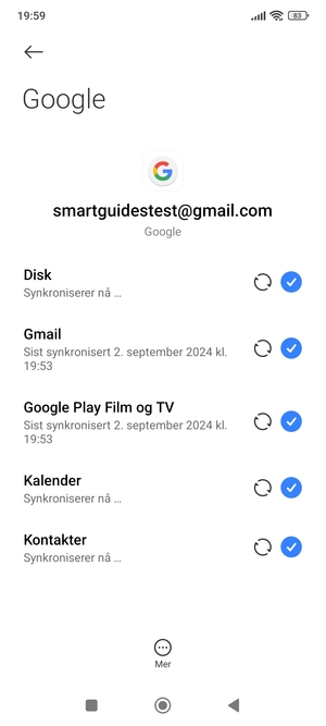 Din informasjon blir synkronisert