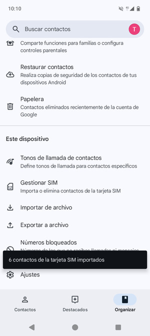 Sus contactos se guardarán en su cuenta de Google y se guardarán en su teléfono la próxima vez que Google sea sincronizado.