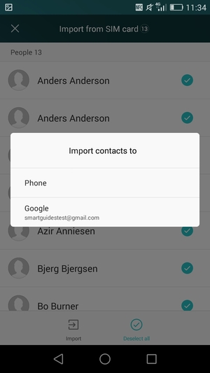 Select your Google account