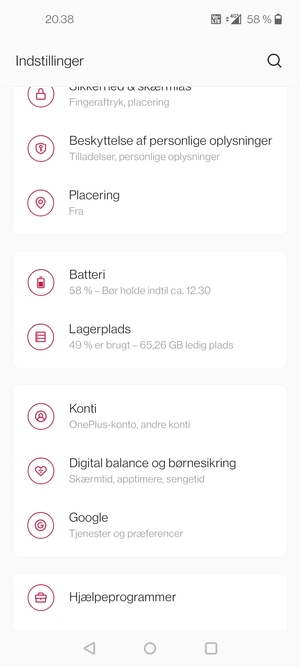 Scroll til og vælg Konti