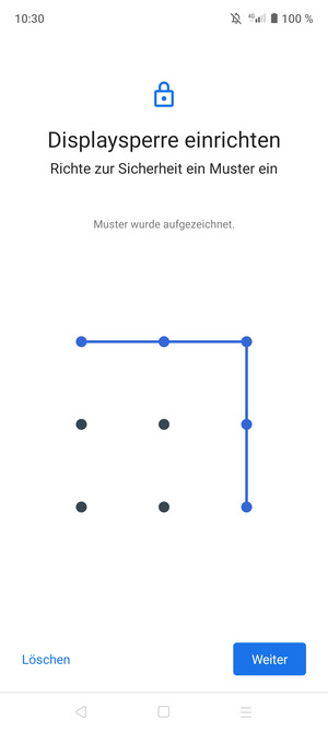 Zeichnen Sie ein Entsperrmuster und wählen Sie Weiter