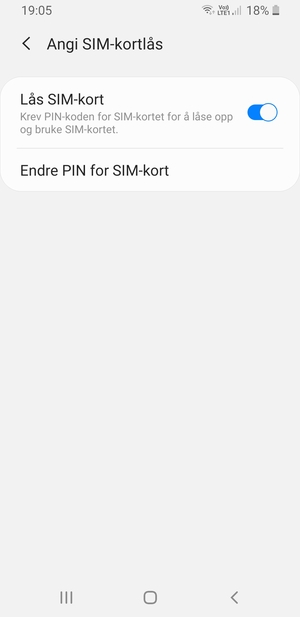 Velg Endre PIN for SIM-kort