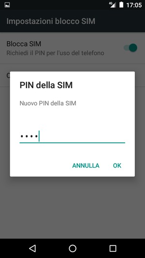 Inserisci Nuovo PIN della SIM e seleziona OK