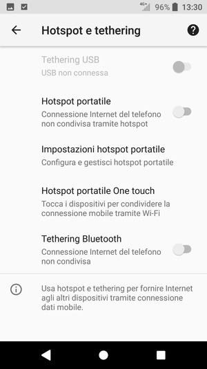 Seleziona Impostazioni hotspot portatile