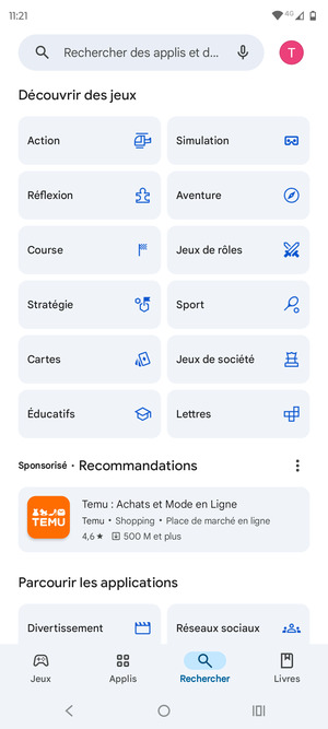 Sélectionnez la barre de Recherche