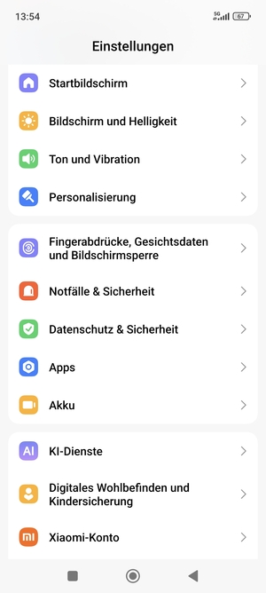Scrollen Sie und wählen Sie Datenschutz & Sicherheit