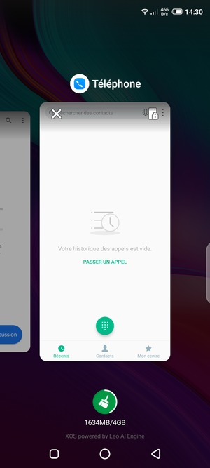 Sélectionnez l'icône Supprimer pour fermer toutes les applis en cours d'exécution