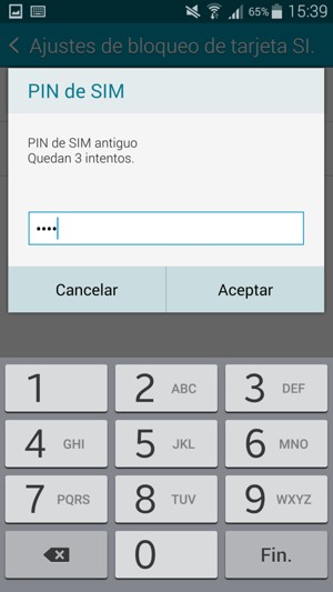 Introduzca su PIN de SIM antiguo y seleccione Aceptar