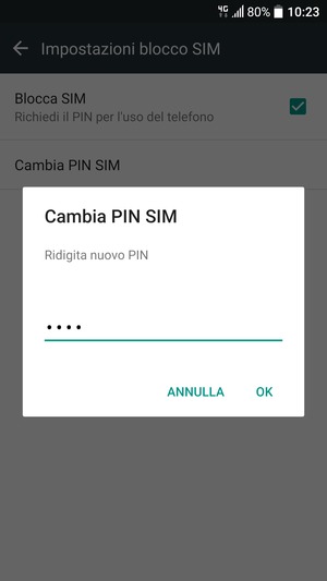 Conferma il nuovo PIN SIM e seleziona OK