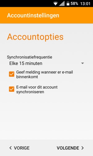 Selecteer VOLGENDE