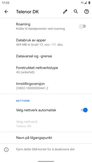 Slå av Velg nettverk automatisk