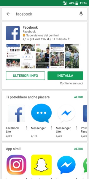 Seleziona l'applicazione