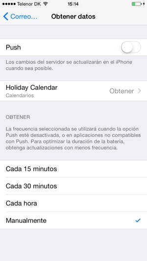 Configurar Push en Off
