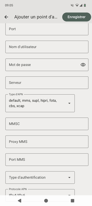 Faites défiler et sélectionnez Type d'APN