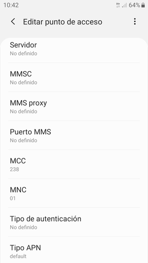 Desplácese hacia abajo e introduzca la información de Internet